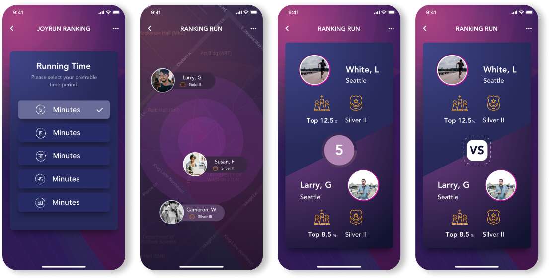 Running step: real-time competition view